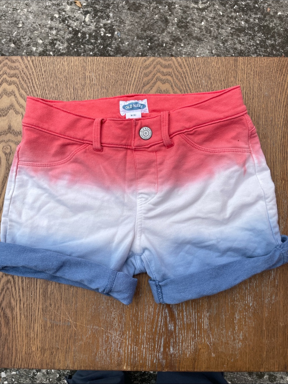 Old Navy Red White Blue Ombre Dip-Dye Shorts